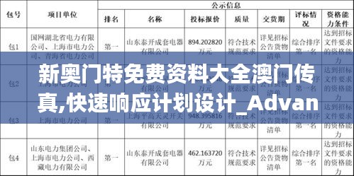 新奥门特免费资料大全澳门传真,快速响应计划设计_Advance7.641-3