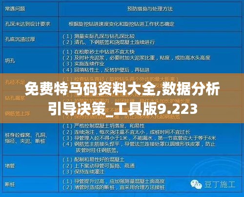 免费特马码资料大全,数据分析引导决策_工具版9.223