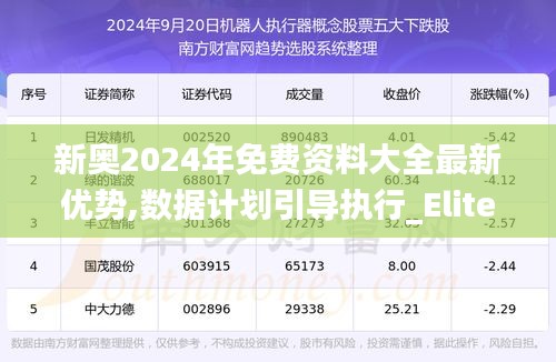 新奥2024年免费资料大全最新优势,数据计划引导执行_Elite3.905