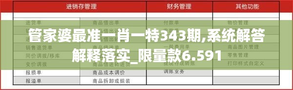 管家婆最准一肖一特343期,系统解答解释落实_限量款6.591