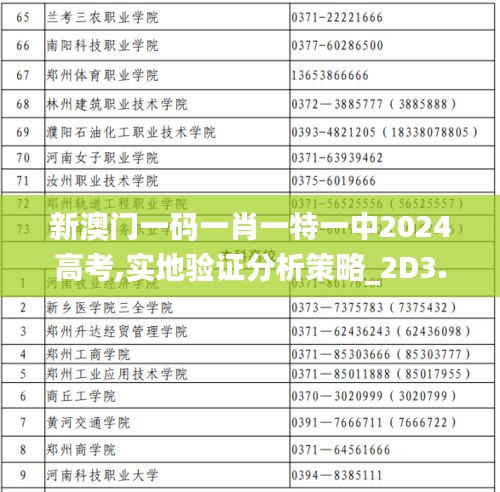 新澳门一码一肖一特一中2024高考,实地验证分析策略_2D3.884