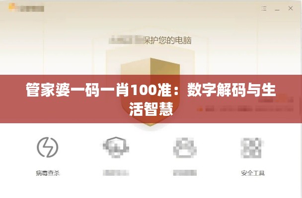 管家婆一码一肖100准：数字解码与生活智慧