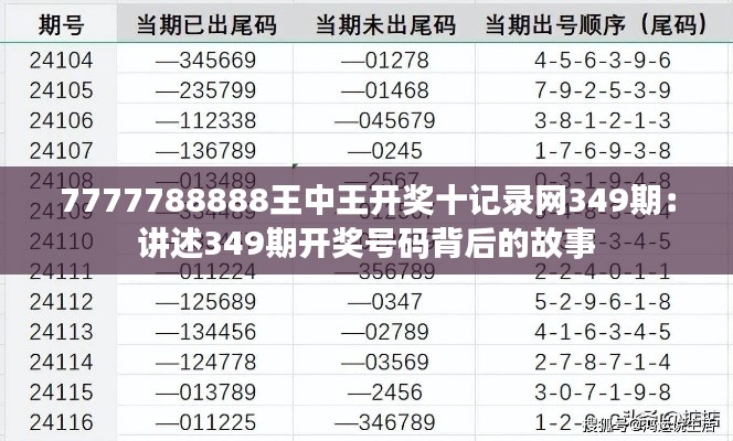 7777788888王中王开奖十记录网349期：讲述349期开奖号码背后的故事