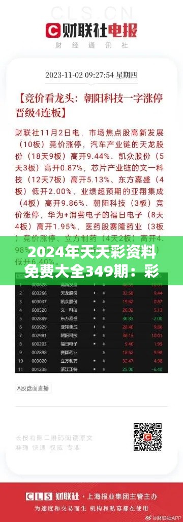 2024年天天彩资料免费大全349期：彩坛老手的新起点