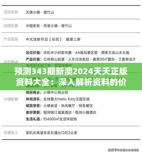 预测343期新澳2024天天正版资料大全：深入解析资料的价值所在