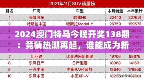 2024澳门特马今晚开奖138期：竞猜热潮再起，谁能成为新赢家？