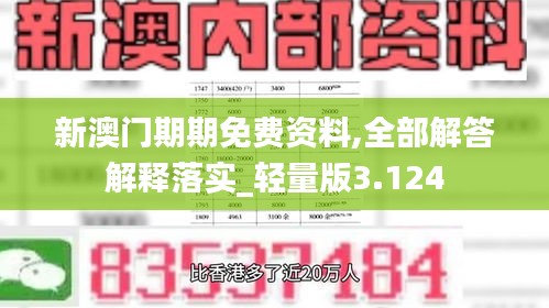 新澳门期期免费资料,全部解答解释落实_轻量版3.124