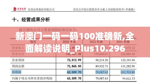 新澳门一码一码100准确新,全面解读说明_Plus10.296