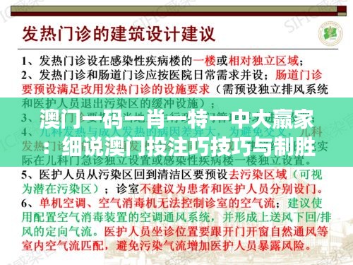 澳门一码一肖一特一中大羸家：细说澳门投注巧技巧与制胜之道