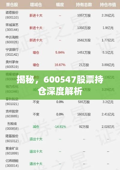 揭秘，600547股票持仓深度解析