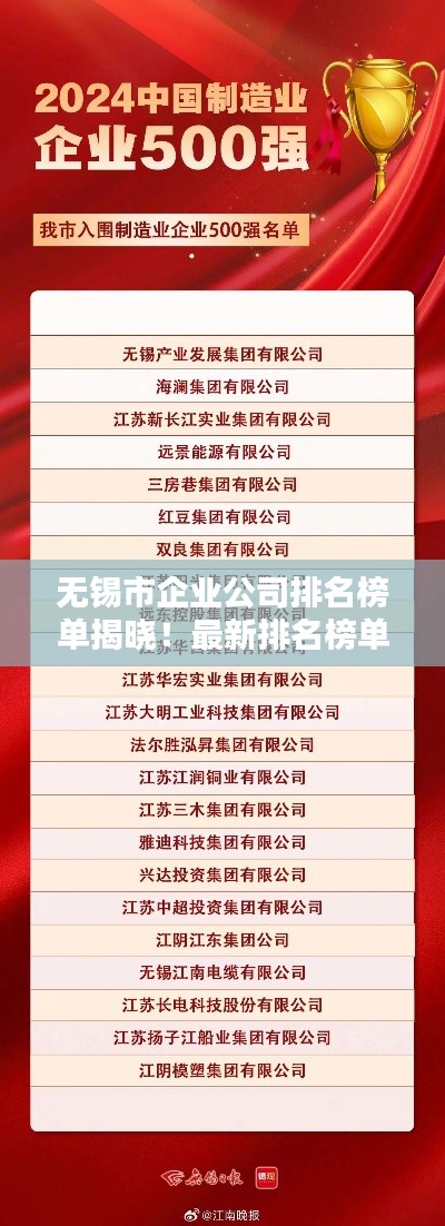 无锡市企业公司排名榜单揭晓！最新排名榜单一网打尽！