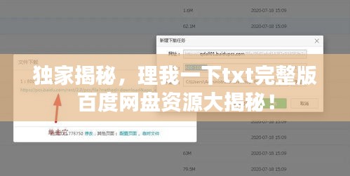 独家揭秘，理我一下txt完整版百度网盘资源大揭秘！