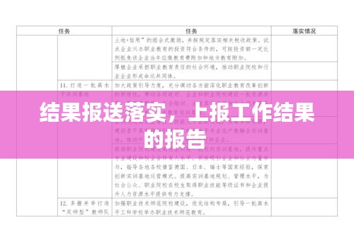 结果报送落实，上报工作结果的报告 