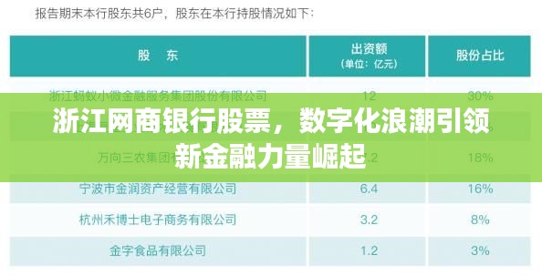 浙江网商银行股票，数字化浪潮引领新金融力量崛起