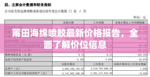 莆田海绵喷胶最新价格报告，全面了解价位信息